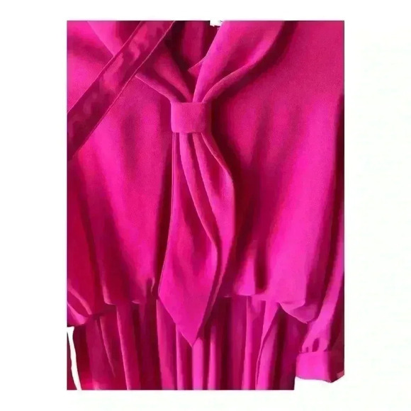 Leslie Fay Petite Pink Dress with Tie Neck - Size 14P - Picture 6 of 7